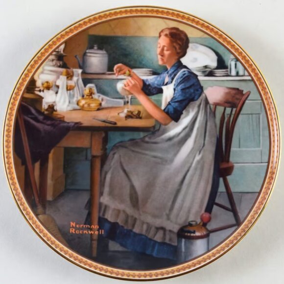Knowles Norman Rockwell Rediscovered Women Collection "Working in the Kitchen"